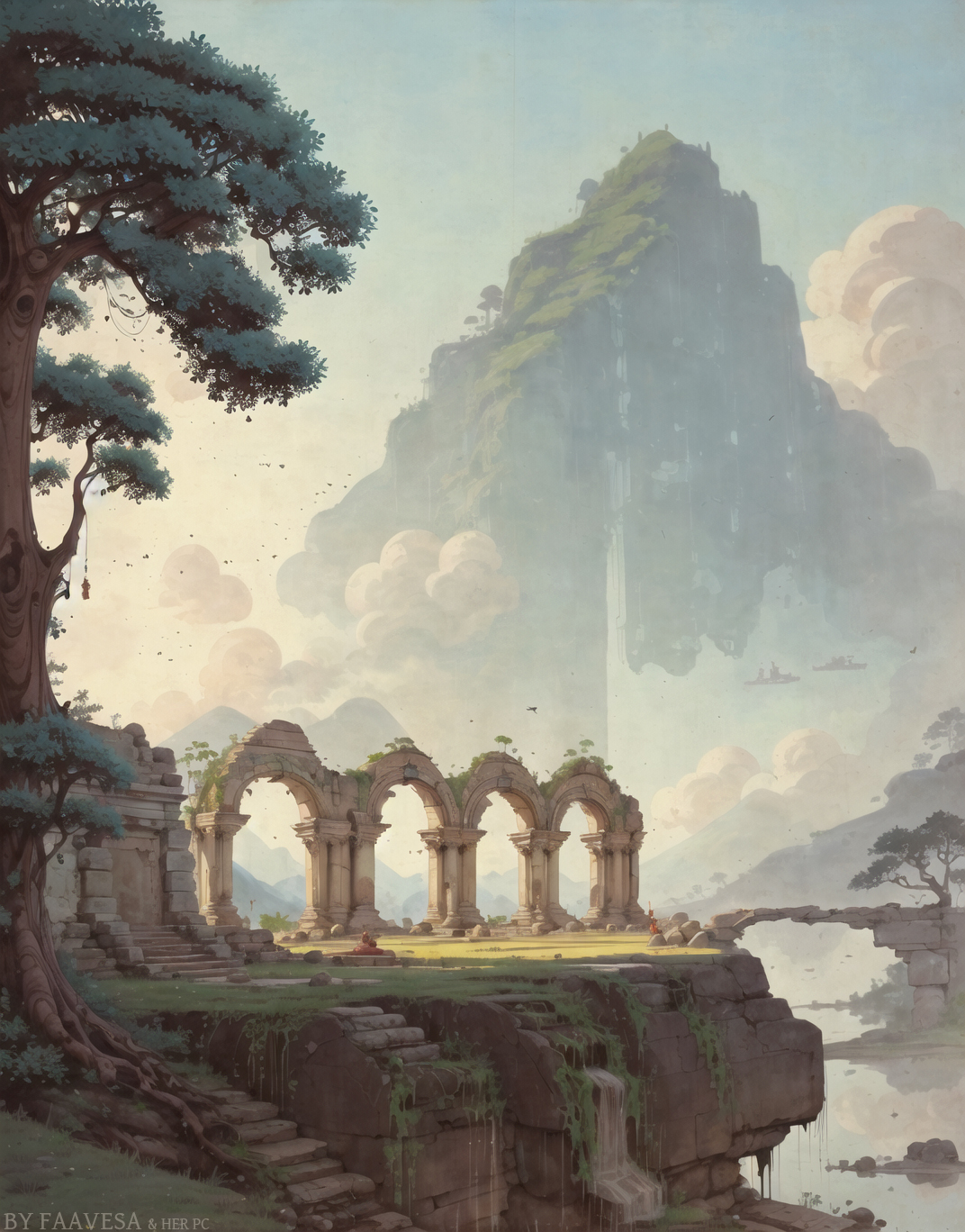 11674-2046360328-ancient ruins, (masterpiece, best quality_1.2), peaceful, calm landscape, lush plants, artstation, by simon stalenhag, by Ed Bli.jpg